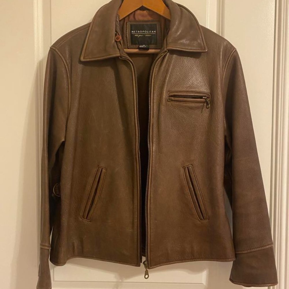 Vintage brown leather bomber/flight jacket
